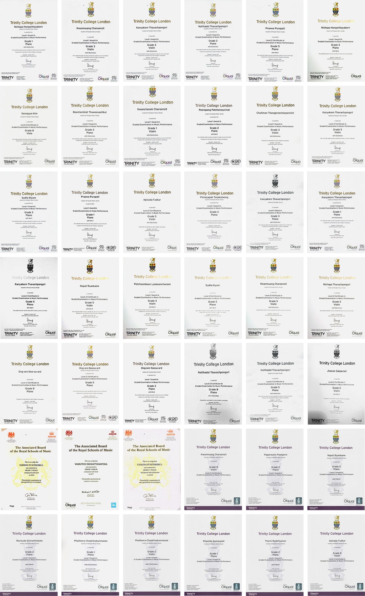 past student awards and certficates