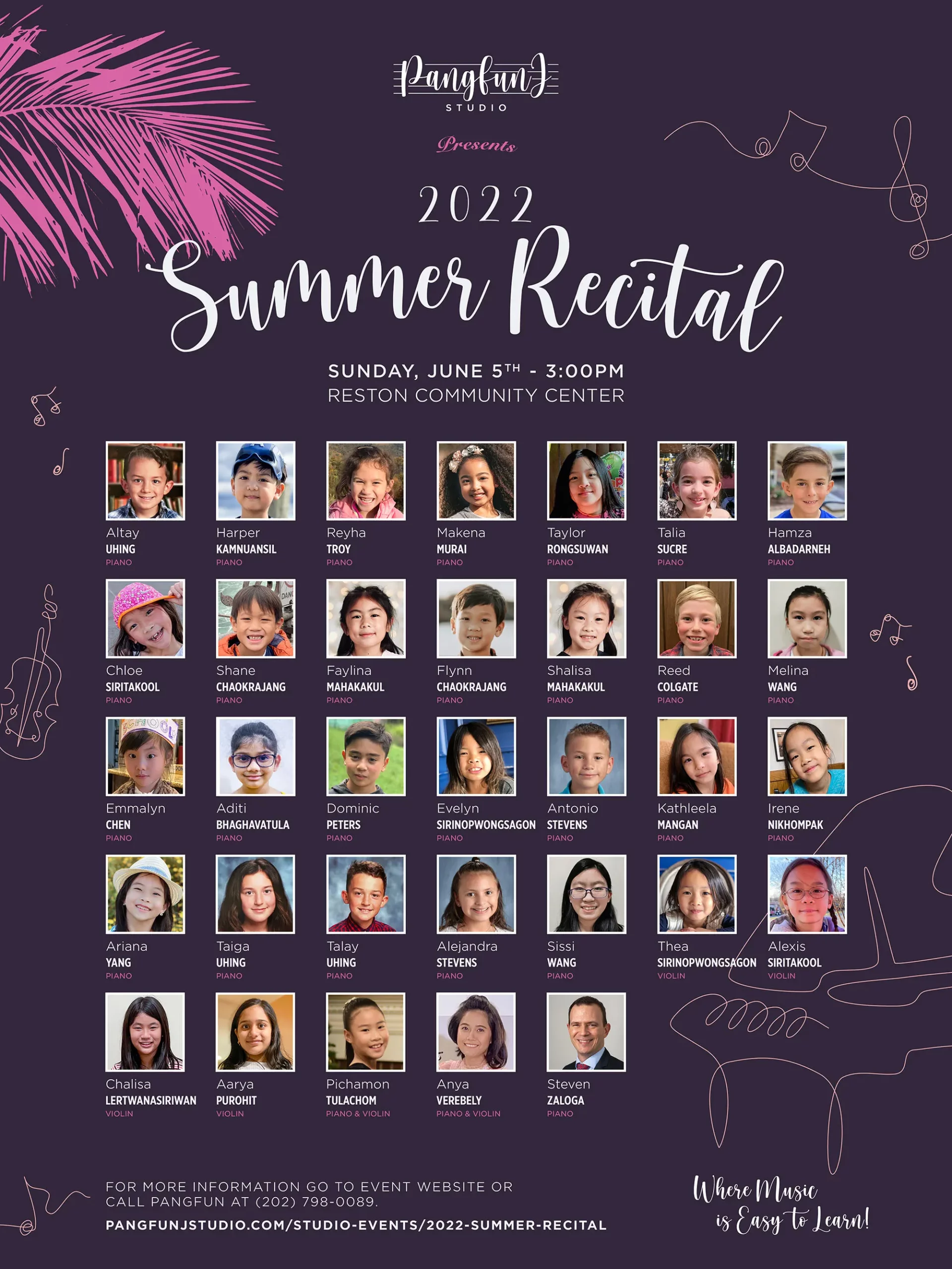 2022 summer recital poster